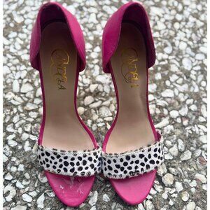 ANDLA Fuchsia Leather Calf Hair Heels 8.5